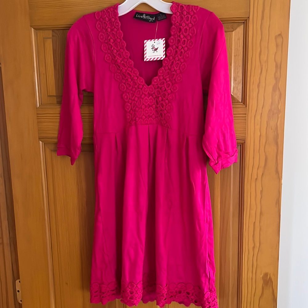 Liza Byrd Dark Pink 100% Cotton Dress. NWT